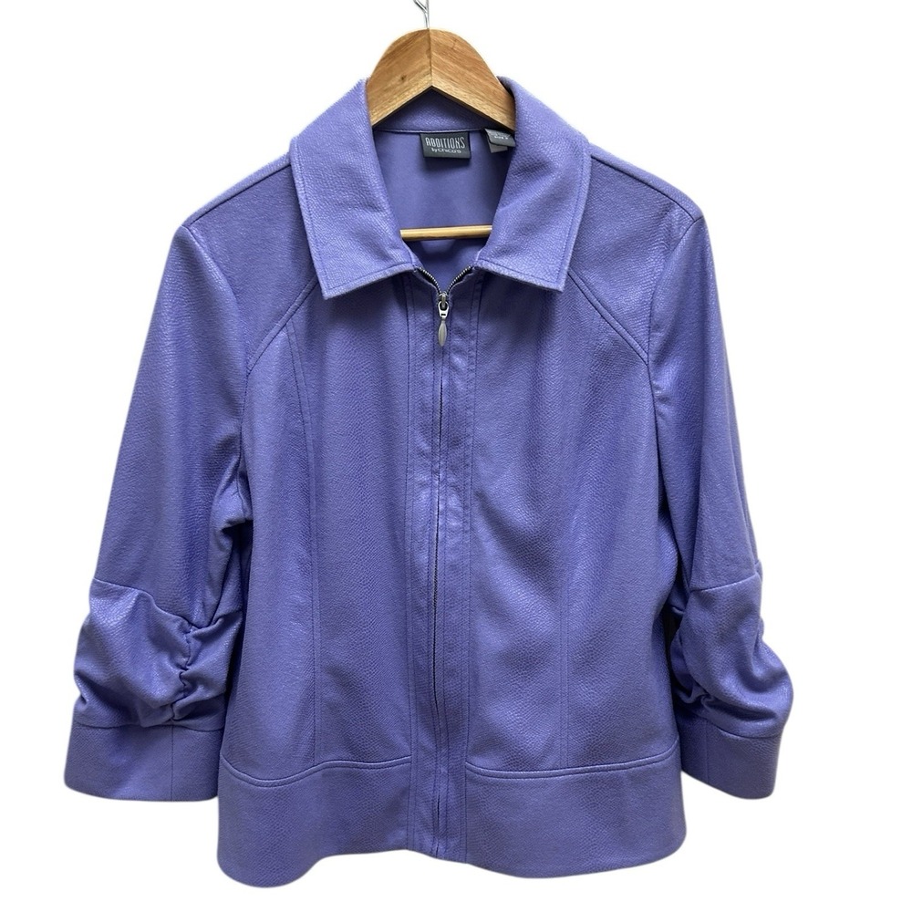 Additions by Chicos Purple Snake Print Full Zip Jacket Size 2 Textured Large
